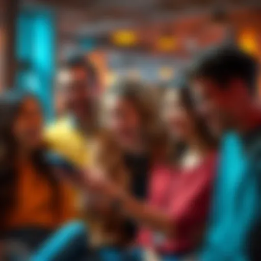 Confused People Laughing at a Viral Post A group of people laughing together while looking at a phone, showing a mix of confusion and amusement.
