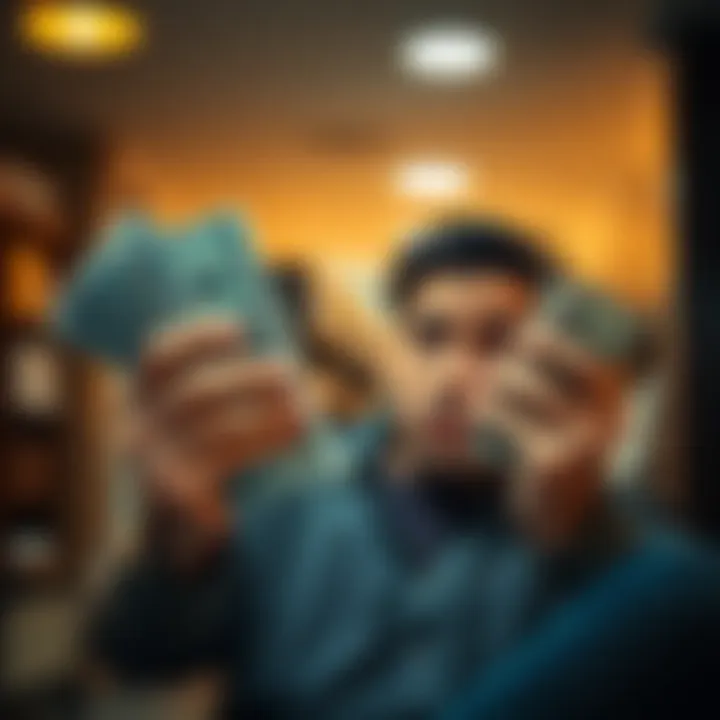 A frustrated person looking at a stack of bills with a puzzled expression, indicating confusion over unexpected charges.