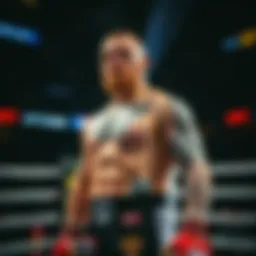 Conor McGregor in the Octagon Conor McGregor stands confidently in the Octagon during a fight, showing determination despite setbacks.