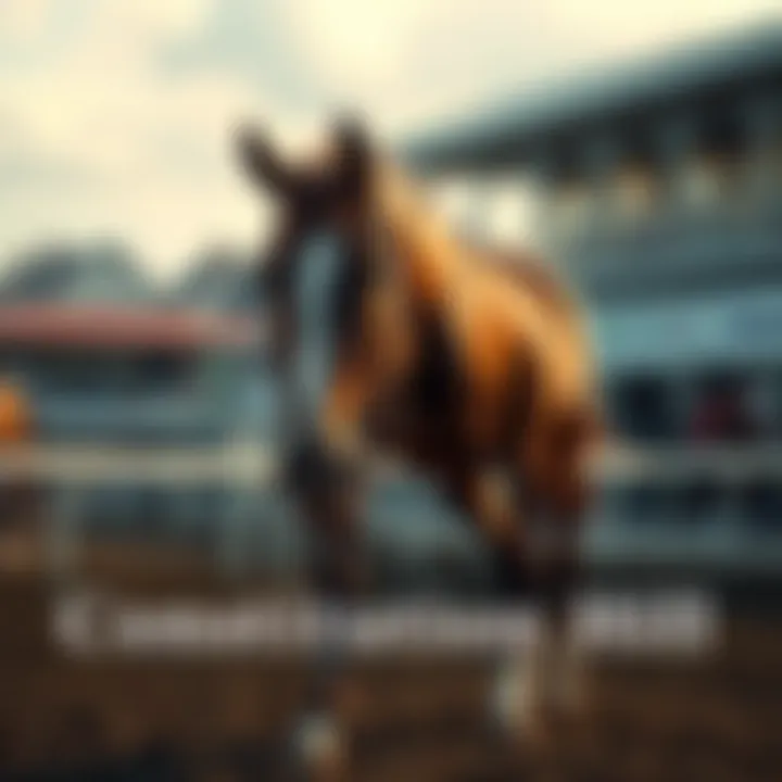 A racehorse named Constitution Hill stands in a paddock looking calm, with an uncertain future ahead as fans speculate on its next race engagements in flat racing.