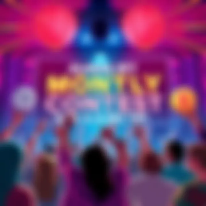 Contest Announcement A colorful poster announcing the Guess My Monthly contest with a $10 tip prize and people excited to participate.