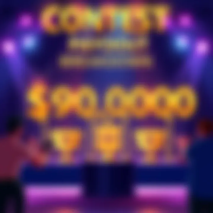 Contest Payout Breakdown Illustration showing prize distribution with first, second, and third place awards for a contest