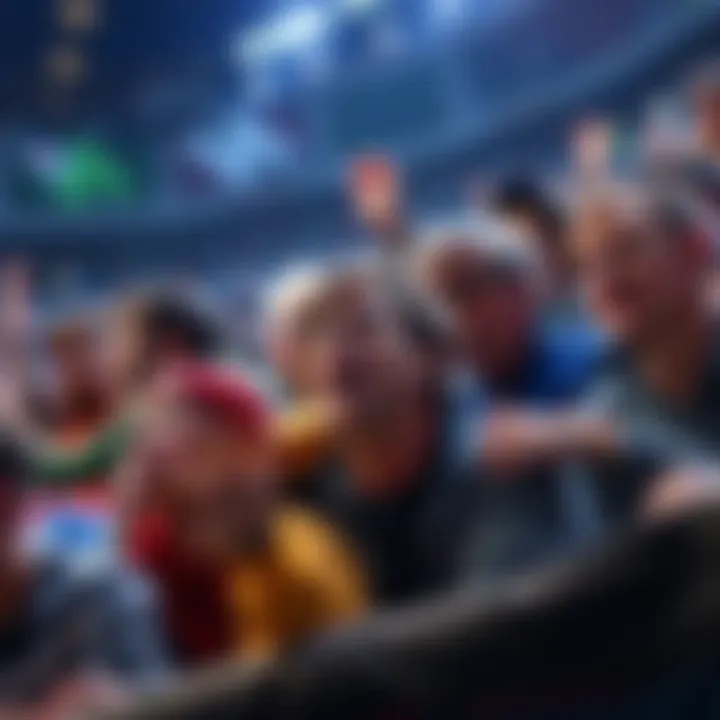 A group of frustrated fans reacting to a controversial stoppage in a sports event, showing a mix of anger and confusion.