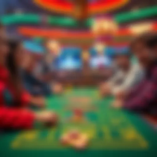 A group of friends enjoying a craps game at a casino table, with chips and dice in action.