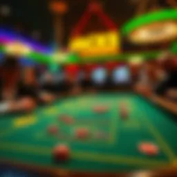 Players enjoying a game of craps at Jacks Casino in Cleveland, with colorful chips and dice on the table