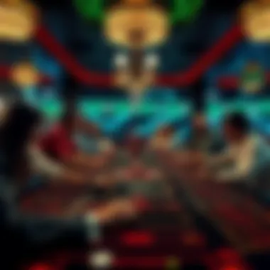 Group of players gathered around a craps table, rolling dice and having fun at a casino