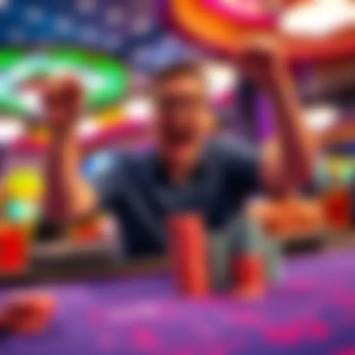 A casino player celebrating a big win at the craps table with chips stacked in front of them after turning $27 into $130 at Atlantis Reno.