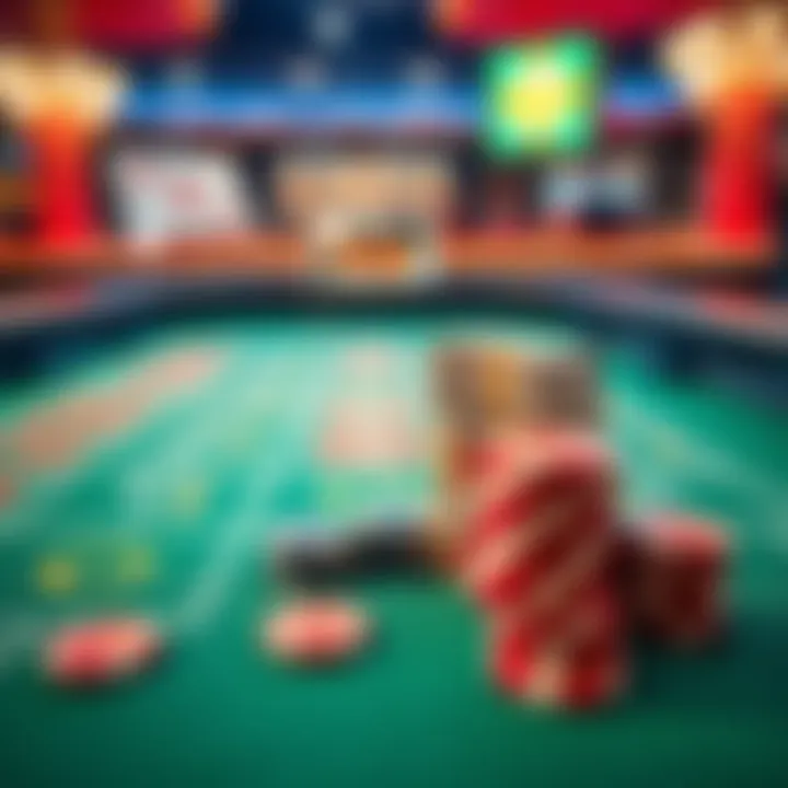 A craps table displaying winning chips and a stack of cash after a successful gaming session