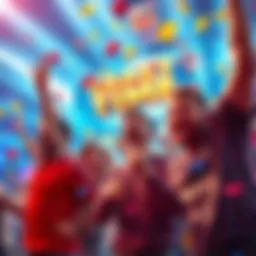 Players excitedly celebrating a huge win in Crazy Time, with colorful game elements in the background.