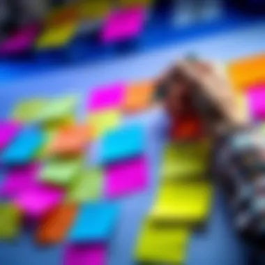 Colorful suggestions on a banned list A visual representation of creative ideas being added to a banned list with colorful sticky notes and a hand writing suggestions