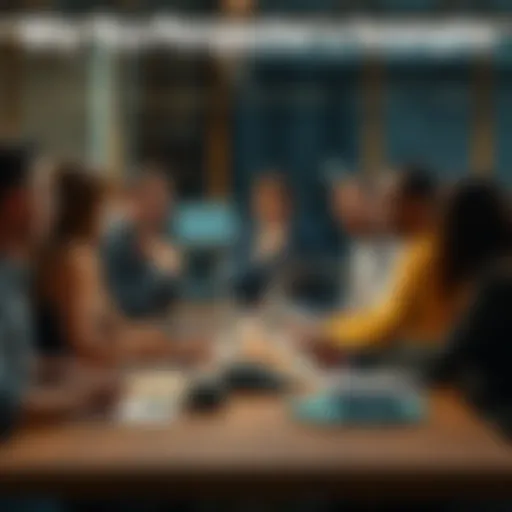 A group of people gathered around a table discussing key insights and viewpoints, showing expressions of thoughtfulness and engagement.