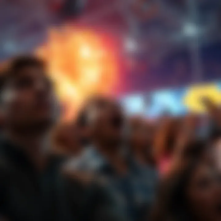 A crowd of people gasping in amazement at an unexpected event, capturing their stunned reactions.