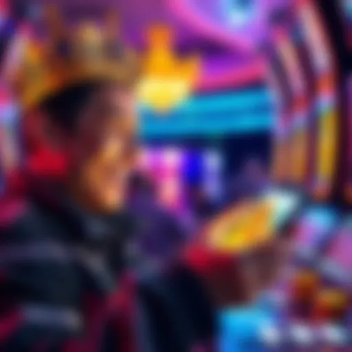 Person happily redeeming coins on the Crown Coins Casino app, showing a KOHO account with coins and a smartphone.