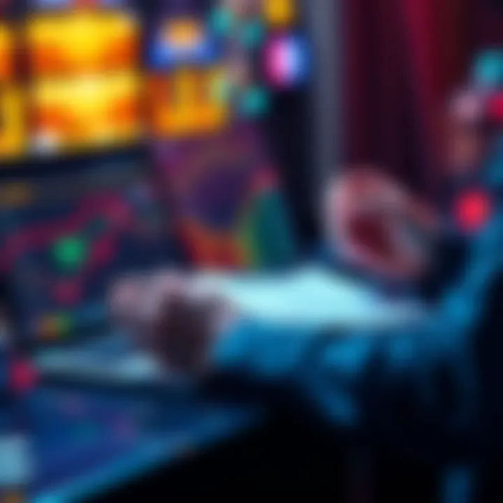 A person researching online crypto casinos on a laptop, with a notepad and pen, highlighting important factors like licenses and withdrawal times.