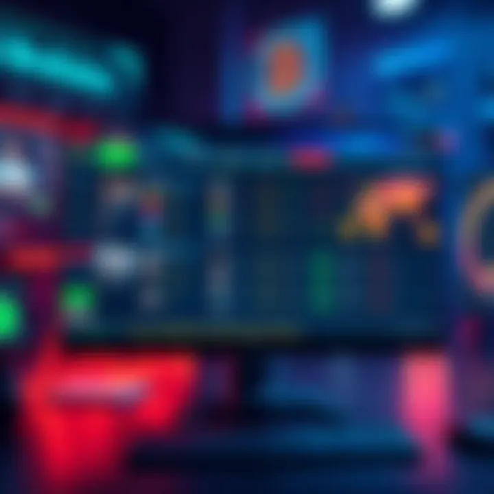A digital illustration showing various crypto betting platforms on a computer screen with user reviews displayed.