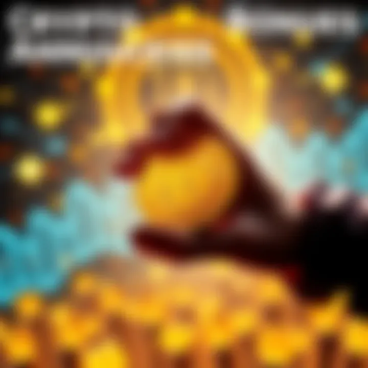 A graphic showing a hand holding a golden coin with Bitcoin logo, surrounded by bright graphics symbolizing excitement and rewards, representing upcoming crypto bonuses.