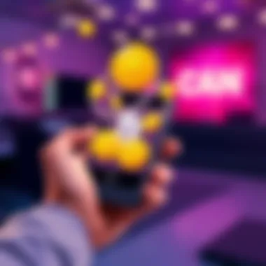 An illustration showing a person holding a smartphone with cryptocurrency symbols and cash, representing earning bonuses.