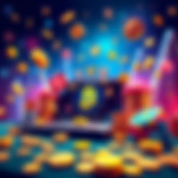 A vibrant illustration of various online casino icons and cryptocurrencies, representing reliable alternatives for players.