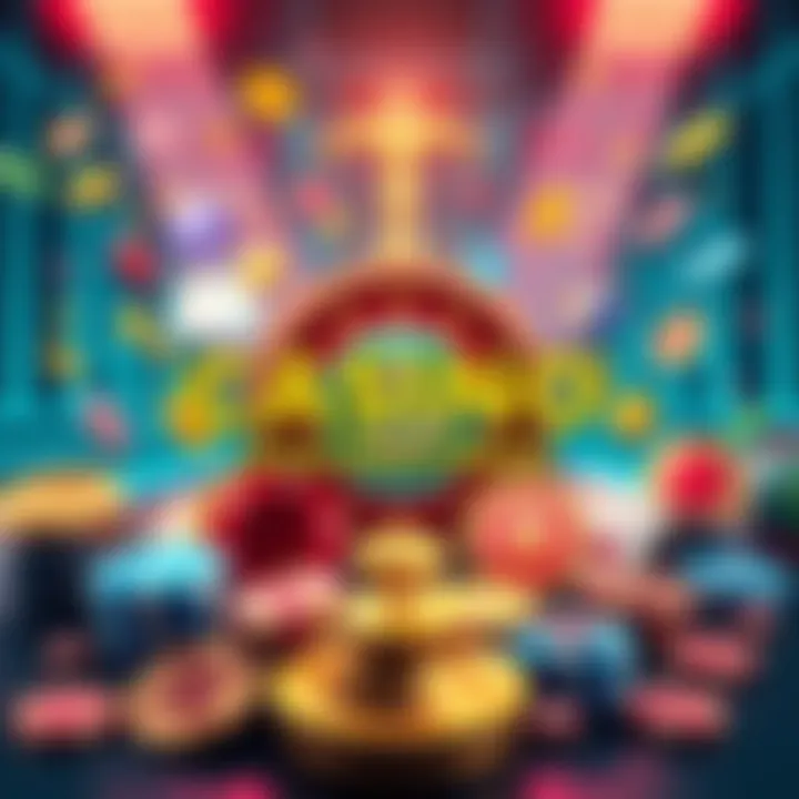 Various crypto casino logos and icons on a digital background representing online gambling