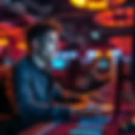 A person sitting at a computer, looking frustrated while gambling online with crypto, showing signs of tilt.