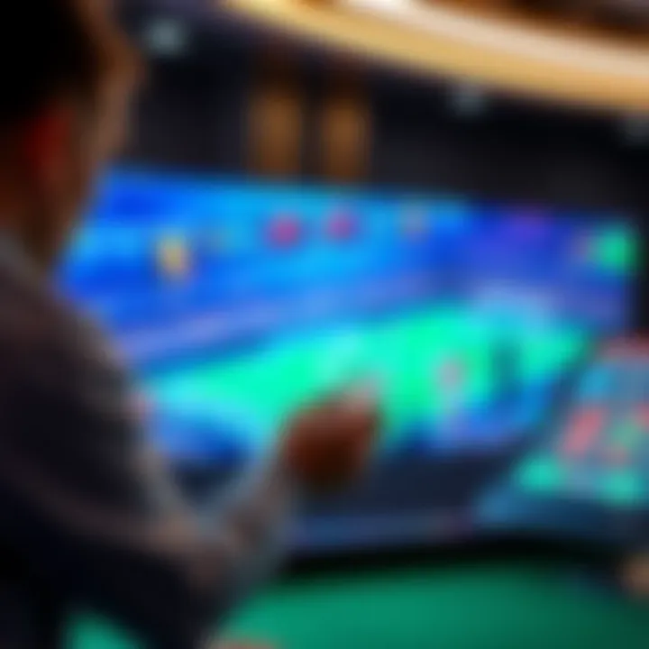 A person placing a bet on a sports game at a crypto casino with digital currency displayed