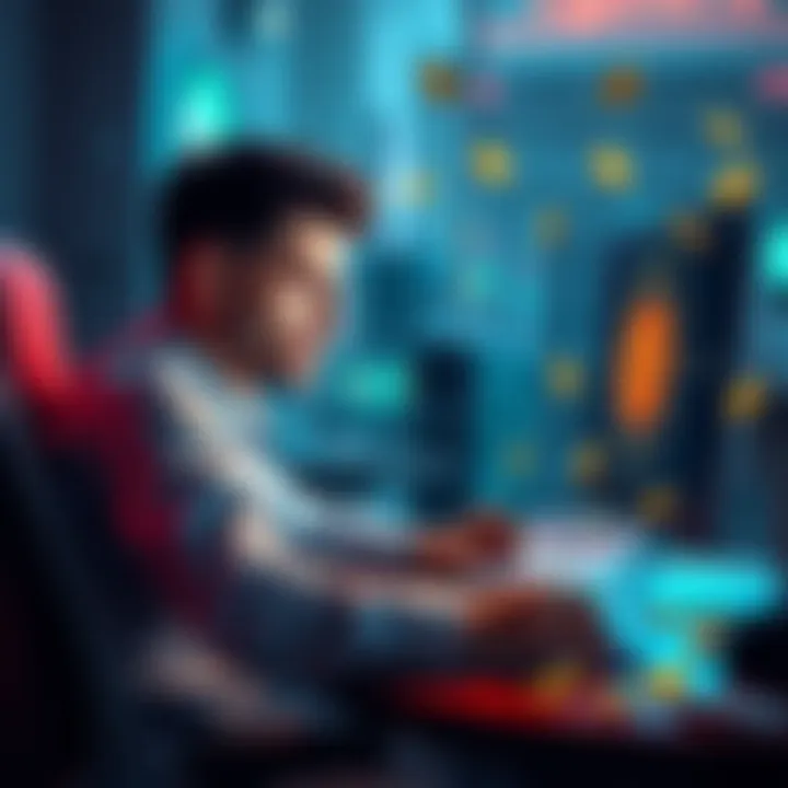 Crypto Casino Withdrawal Challenge A person sitting at a computer looking frustrated while trying to withdraw money from a crypto casino, surrounded by crypto coins and KYC documents.