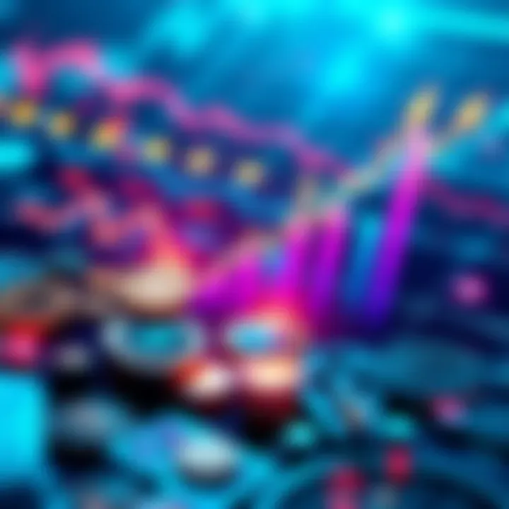 A visual representation of cryptocurrency trends with various digital coins and upward graphs indicating growth opportunities.