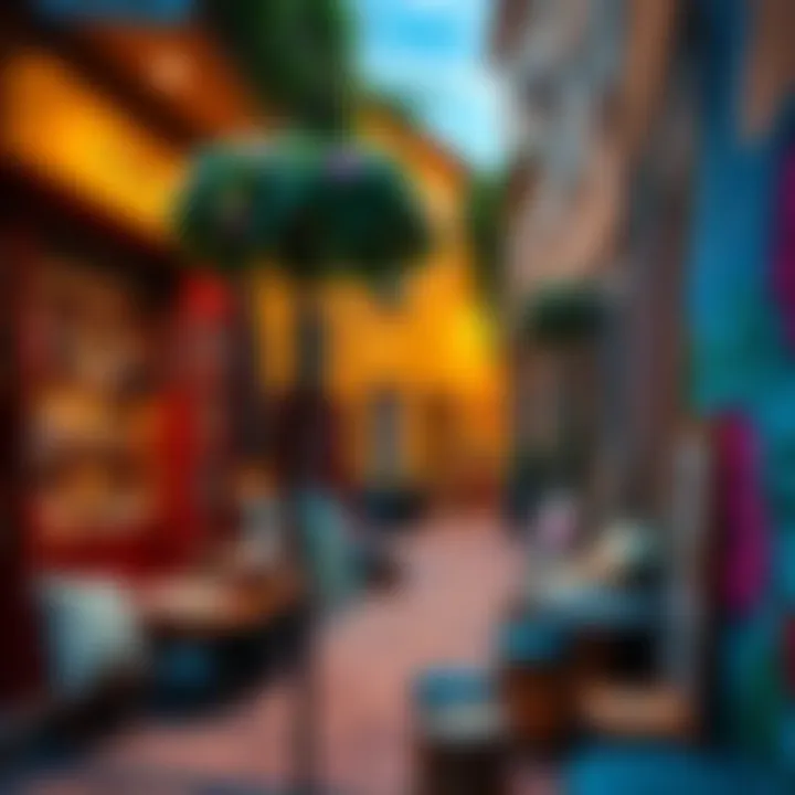 A vibrant street scene in Portugal showcasing local artisans and colorful murals, highlighting the cultural trends and influences.