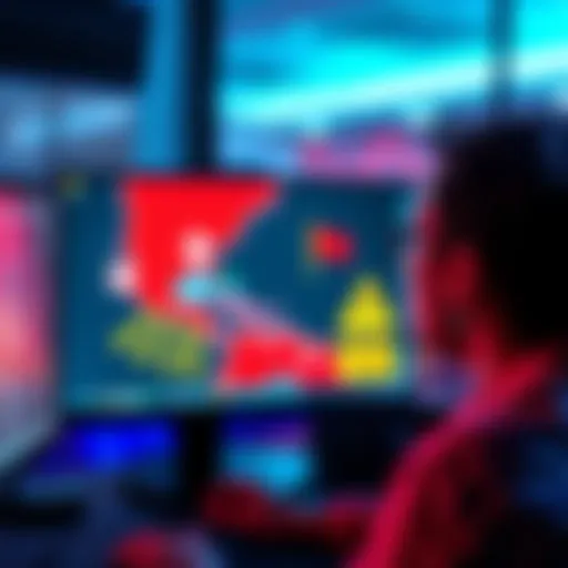 A person looking concerned at a computer screen showing red flags and warning signs related to online gambling in Curaçao.