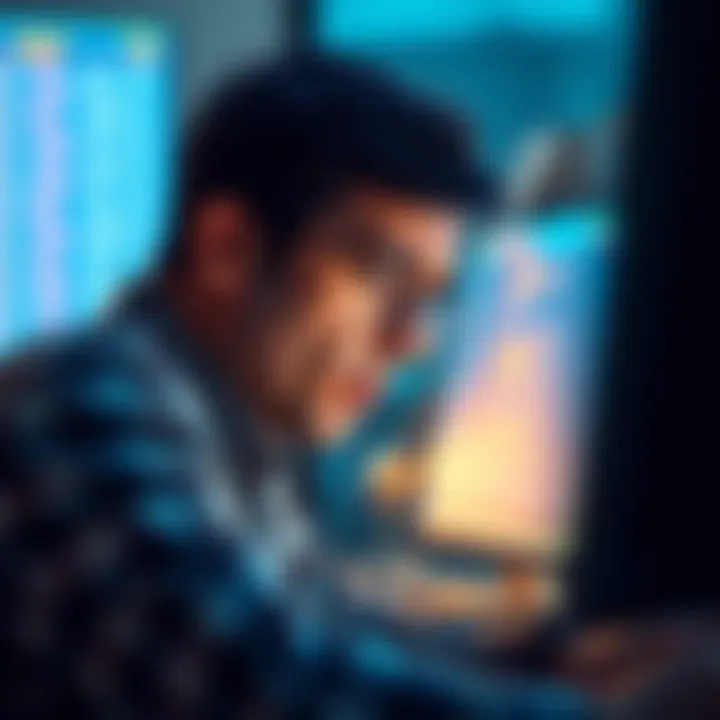 A worried customer looking at a computer screen displaying pending bank transactions, highlighting the issue of unresolved INR deposits.