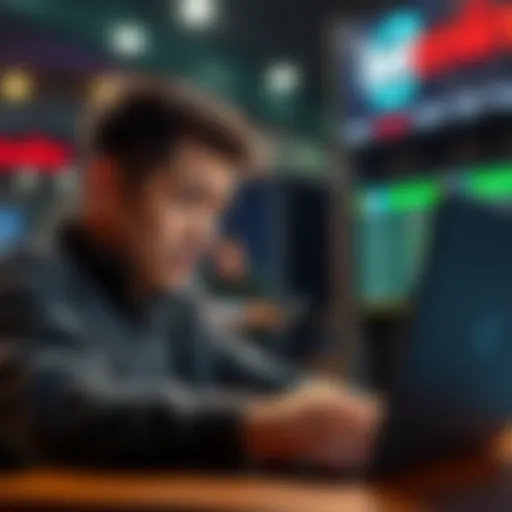 A person looking upset while reviewing their online betting account on a laptop