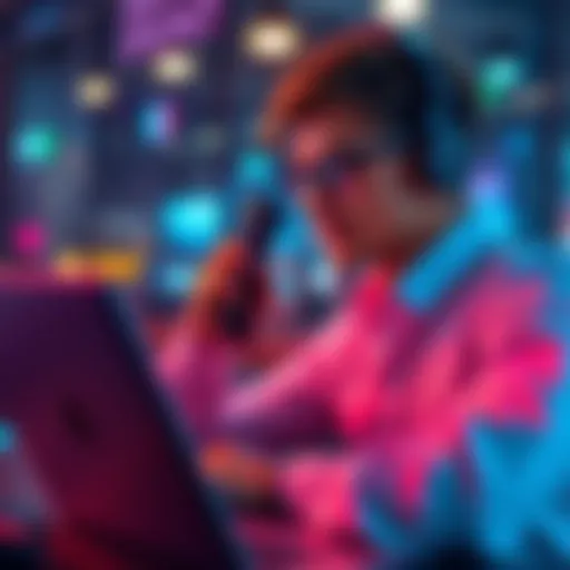 A person using a phone and chatting on a laptop to contact customer support