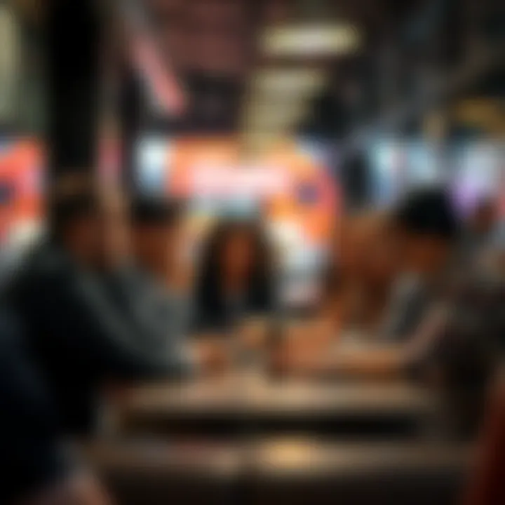 A group of upset customers talking about service outages and compensation at a café