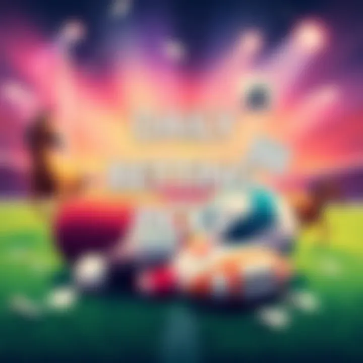 An illustration showing various sports symbols including horses, rugby balls, and betting slips, representing daily betting picks.