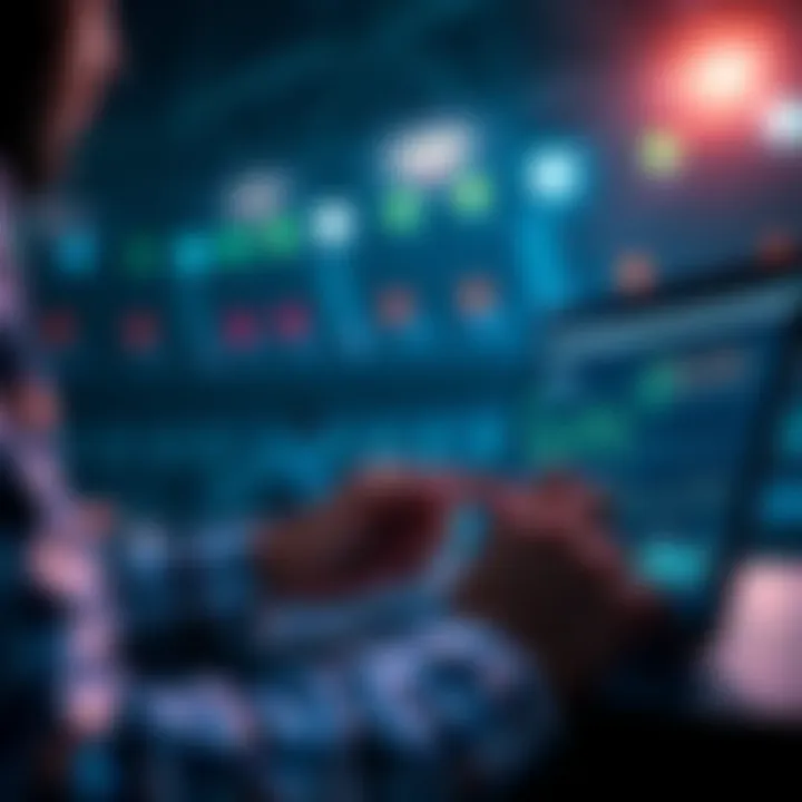 Person analyzing stats and data for low-level league games on a laptop