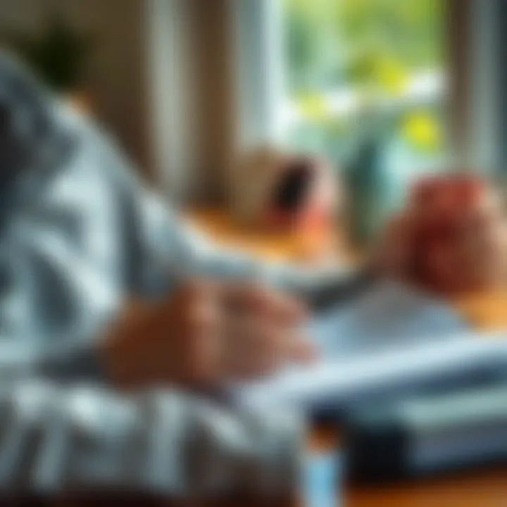 A person writing in a planner while sipping coffee, showcasing a productive morning routine