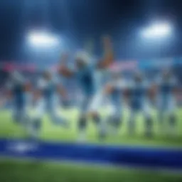 Dallas Cowboys players celebrating after a touchdown during a game, showcasing teamwork and enthusiasm.