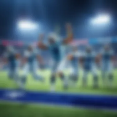 Dallas Cowboys players celebrating after a touchdown during a game, showcasing teamwork and enthusiasm.