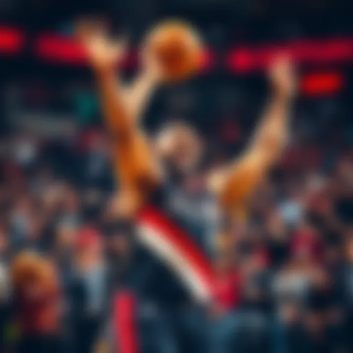 Damian Lillard Celebrating Basketball player Damian Lillard celebrating a game-winning shot with fans cheering in the background