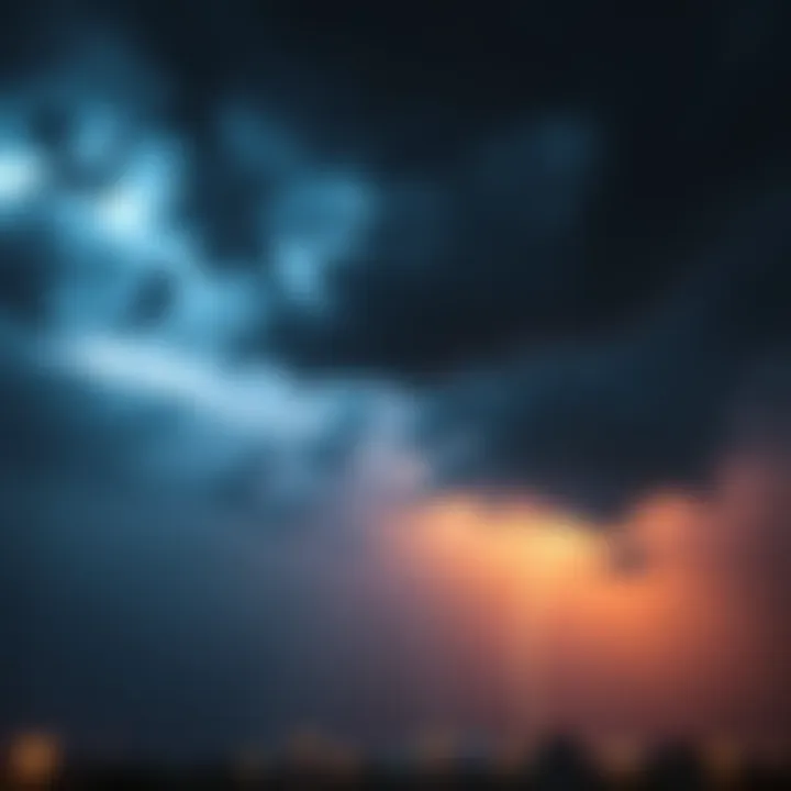 A stormy night with dark clouds and rain pouring down, representing bad luck events