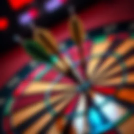 A dartboard with several darts stuck in it, showcasing a successful throw.