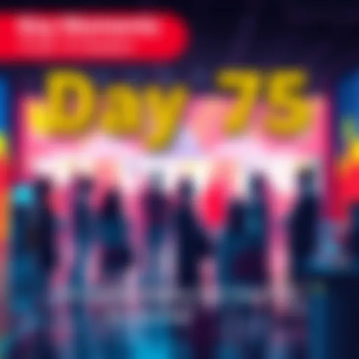 Key Moments from Day 75 People discussing major events and insights from Day 75 in a vibrant setting