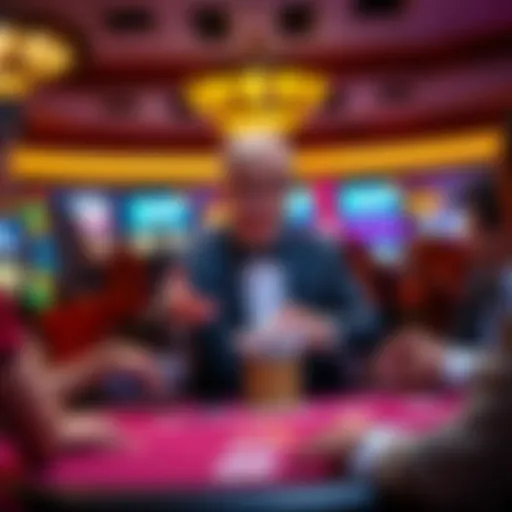 A dealer explains tactics involving Pot of Gold side bets to curious players at a casino table.