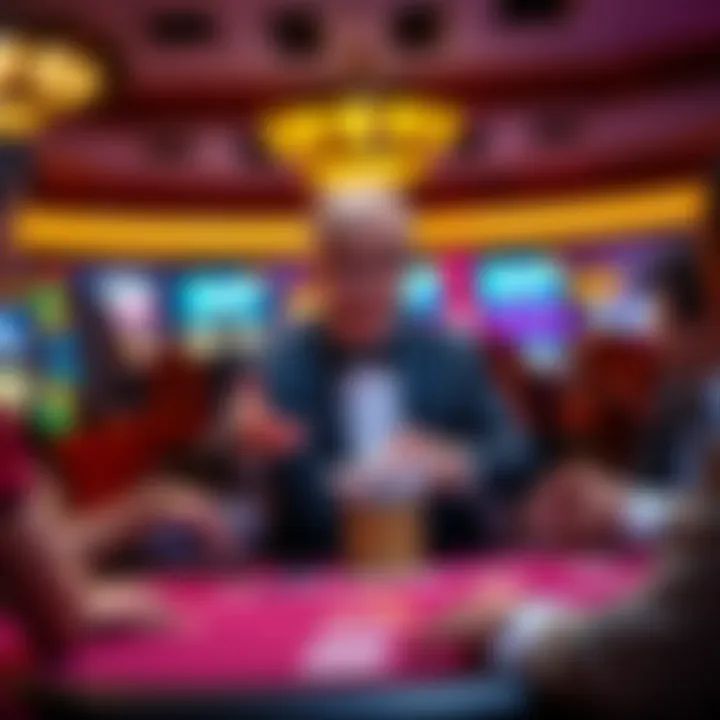A dealer explains tactics involving Pot of Gold side bets to curious players at a casino table.