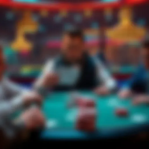 Dealer showing a 7-card hand with players looking confused at a Double Deck table