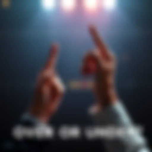 Two hands, one pointing up and the other pointing down, symbolizing the over and under debate.