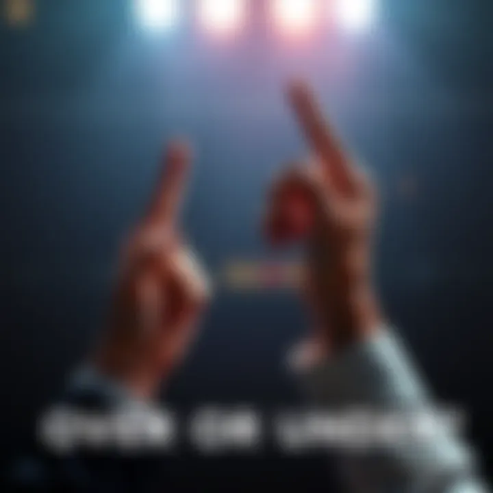 Two hands, one pointing up and the other pointing down, symbolizing the over and under debate.