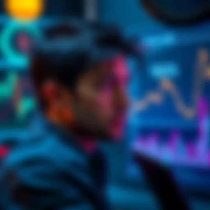 A person contemplating whether to accept an early payout offer while looking at graphs representing potential gains and losses.