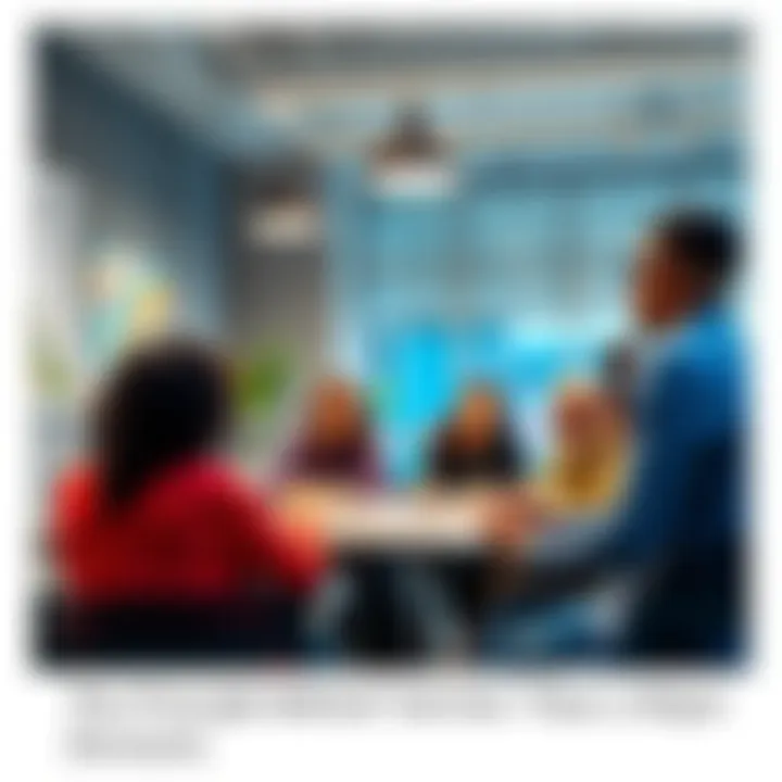 Decision-making principles A group of diverse people discussing principles and values in a meeting setting.
