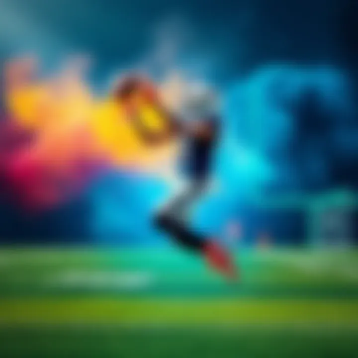 A football player jumping to catch a pass while defending against an opponent in a game